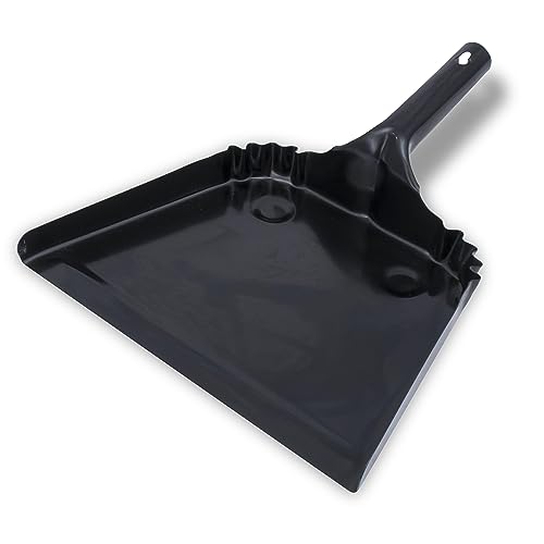 Marshalltown Dust Pans, 12 and 304.8 Size, Heavy 20-Gauge Steel, Corrugated Ribs, Black Baked Enamel Finish, DP12