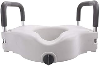 Dr.Safe Elevated Raised Toilet Seat , 5.5" Height Raised Toilet seat with Armrest , for Dr.Safe Raised Toilet seat, Add 5", Toilet Seat Chair, Armrest detachable, Raised Toilet with frame, Raised Toilet seat with detachable armrest, for Toilet Standard Size with 2-2.4 cm edge. .Standard size Xwith 2-2.4 cm edge (Round)
