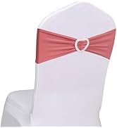 Fbewom Coral Red Chair Sashes 60 Pack Spandex Coral Red Sashes for Chairs Stretch Chair Sashes Bo...