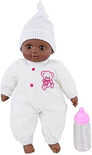 Bibi Doll - 16" Black Dark Skin Ethnic Newborn Baby African Soft Bodied Doll Sleeping Eyes