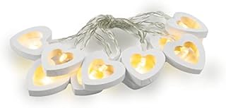 Premium Wooden Heart String Lights - Battery Operated - 10 Warm White LEDs