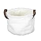 HOME DECO FACTORY, RG9332, Fur Effect Cotton Basket with Handles, ideal for Storage and Decoration, Light and Practical for All Spaces, one Size, White and Black