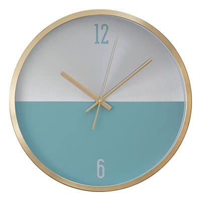Premier Multicolour Housewares Wall Clock Silver/Blue Finish Gold Frame Clocks For Living Room/Bedroom/Contemporary Style Round Shaped Design Metal Clocks 4 X 30 X 30