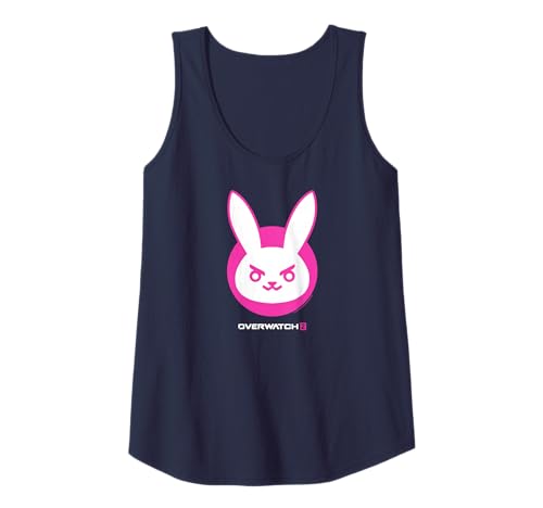 Image of Overwatch 2 D.Va White & Pink Rabbit Centre Icon Logo Tank Top