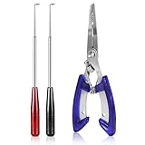 DRMBIGA Fish Hook Remover Tool & Fishing Pliers Kit – 2 Stainless Steel Hook Removers + 1 Split Ring Pliers, Quick & Safe Use, Non-Slip Handle, Magnetic Tip, Salt & Freshwater Fishing, Men’s Gift