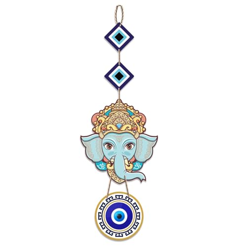 Image of Ganesh Ji Evil Eye Wall Hanging for Home Entrance | Nazar Suraksha Decorative Hanging | Vastu Wall Decor for Positive Energy, Good Luck & Prosperity | Home, Office & Shop Decoration
