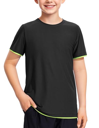 Image of Somaibo Boys Athletic Shirts Mesh Kids Short Sleeve T-Shirts Quick Dry Youth Activewear Tops for Teens