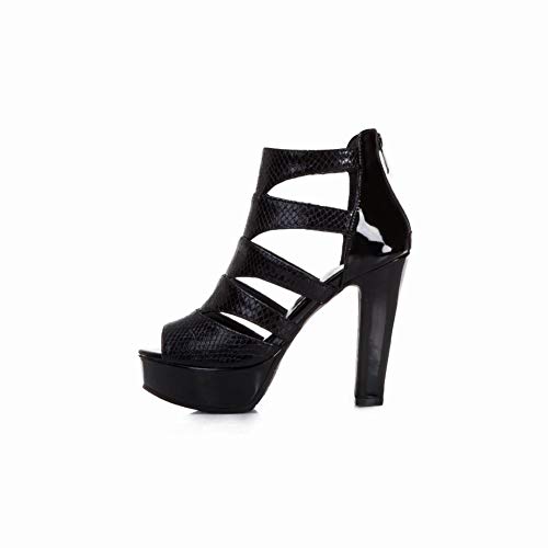 Waucuw Women's Platform High Heels Chunky Peep Toe Back Zipper Heeled Sandals (10, Black) #TOP1