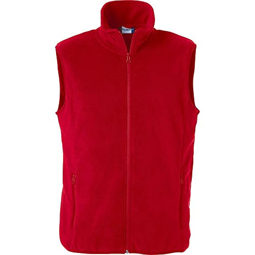 CLIQUE - Fleece Vest Men Women Unisex Basic Polar Fleece Jacket, polyester, armholes with elastic profile, internal pockets, for hiking, travel, leisure, red, M