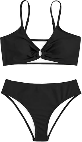 Image of QJQ Girl's 2 Piece Swimsuits Disty Floral Ring Linked Bathing Suit Cute Bikini Sets