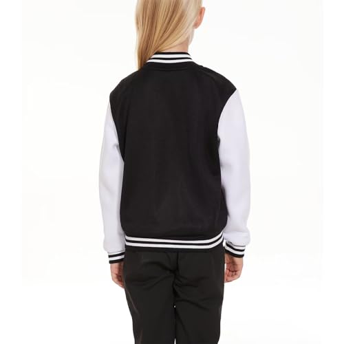 Image of ACEFAST INC Kids Baseball Jacket School Varsity Uniform Casual Sweatshirt Girls Sweater Jacket Baseball Solid Color