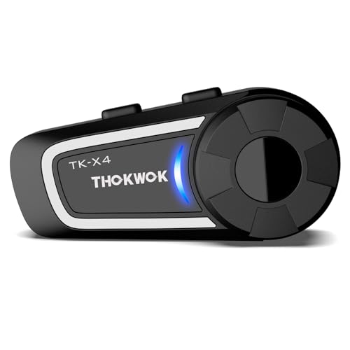 Image of Motorcycle Helmet Intercom, TK-X4 Helmet Bluetooth Headset for 6 Riders Up to 2000M, Motorcycle Communication System with Bluetooth 5.4 /Music Share /Top-Tier Noise Reduction /HiFi Stereo Sound(1 Pack)