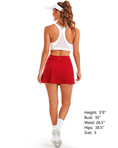 Stelle Saia feminina de tênis plissada de golfe com cintura alta e bolsos internos shorts esportivos