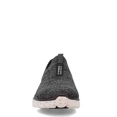 Skechers Women's GO Walk 6 Textured Knit Sneaker, Black/Gray, 9