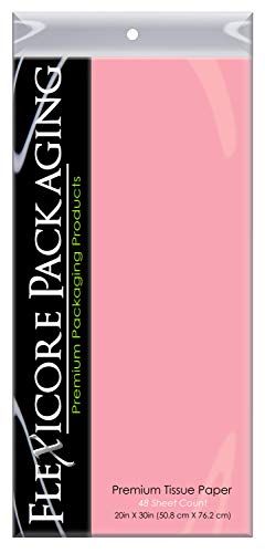 Flexicore Packaging Light Pink Gift Wrap Tissue Paper XL | Size: 20 Inch X 30 Inch | Count: 48 Sheets | Color: Light Pink