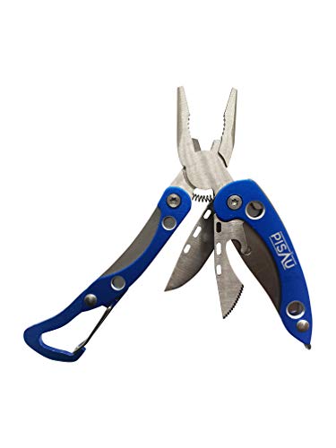 Keychain Multitools-EDC,Small Compact Comes With Blades,Knife,Pliers,File,Carabiner,Bottle Opener&Screwdriver-Made From Stainless Steel-Can be Attach On Your Keys and Used in Emergency Situation-9 in 1 Mini Multi Tools For Travel (Blue)