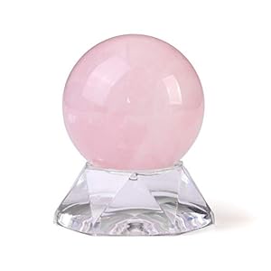 Jovivi 1.5″(40mm) Natural Rose Quartz Sphere Gemstone Healing Crystal Ball with Acrylic Stand Sculpture Figurine for Home Decorative Divination or Feng Shui and Fortune