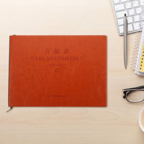 Cahier de comptabilité horizontal avec pages structurées et couverture similicuir