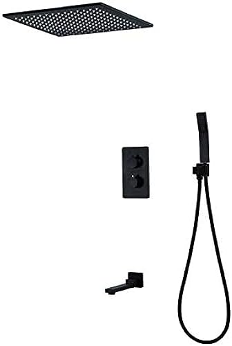 Acero negro de acero inoxidable Cabezal de ducha de 20 pulgadas batidora de ducha termostática ducha de baño ducha de lluvia juego de grifos Made in China