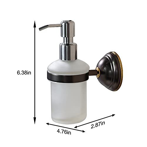 Wall Soap Dispenser Bathroom Solid Brass Soap & Lotion Hand Soap Holder Oil Rubbed Bronze, Frosted Glass Soap Dispenser For Bathroom Kitchen #TOP3