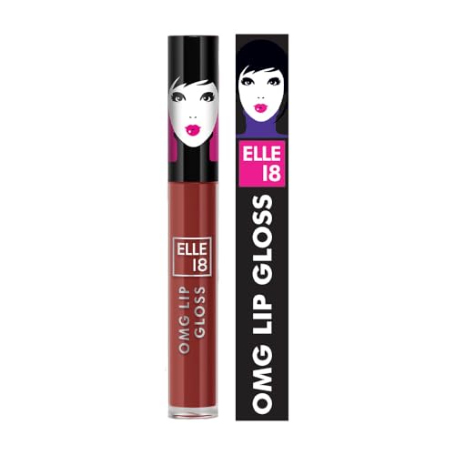Image of Elle 18 OMG Lip Gloss, Glossy Finish, Brownie Babe, Non-sticky Formula, Light-weight, Moisturising, Infused with Rapeseed and Jojoba Oil, Full Coverage| 2.5ml