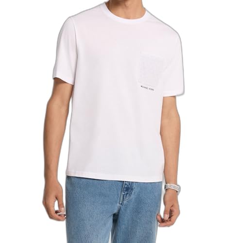 Michael Kors Men's MK Signature Pocket T-Shirt, White, XXXL