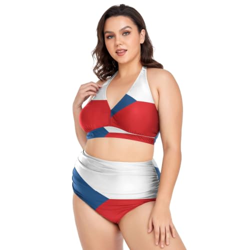 Bikini grande taille drapeau tchèque de qualité supérieure dos nu chic - 5