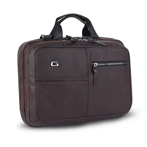 Image of Gear Professional 16L /12 inch Small Faux Leather Water Resistant Laptop Briefcase /Office Bag /Laptop Messenger Bag for Men /Women(Brown-Black)