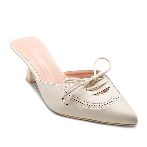 Beauty Cry Heel Mules with Bow Tie Backless Low Kitten Heel Pumps3