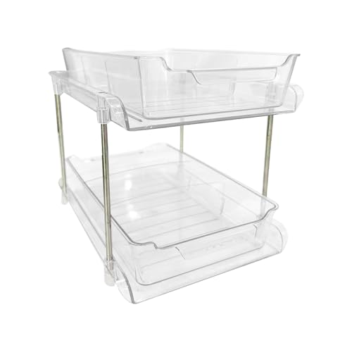 Cajones De Almacenamiento Deslizante - 2 Niveles Ajustables Debajo Del Estante, Estante De Extracción De Muebles | Organizador De Ahorro Espacial Para Armarios De Baño En La Cocina, Unidad De