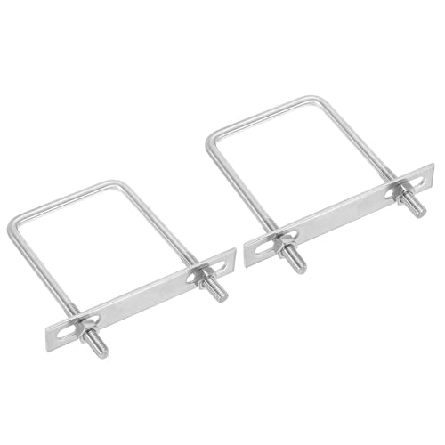 Image of PATIKIL M10x90x150mm Square U-Bolts Kit, 2Set 304 Stainless Steel Square U Shaped Bolts Replacement Parts with Frame Plates and Nuts for Ski Board Sailboat Trailer