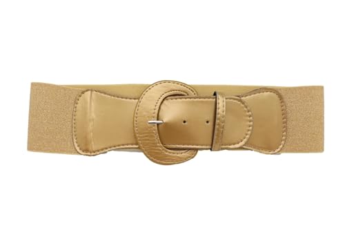 Women Fashion Elastic Waistband Gold Belt High Waist Hip Silver Metal Studs Buckle Fits S M3