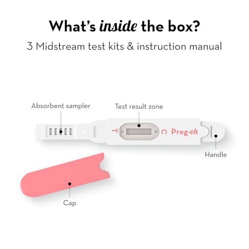 Image of Plush Preg-Oh! Midstream Pregnancy Kit Test for Women | Single Step Hygienic Testing Process | 3 Individually Sealed Tests with Manual | 99% Accuracy x Pack of 5