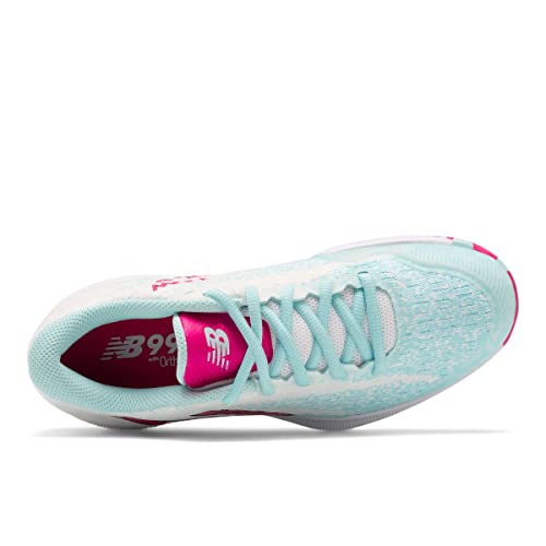 New Balance New Balance Women's 996 V4 Hard Court Tennis Shoe, White/Pink Glo/Glacier, 6.5 M US