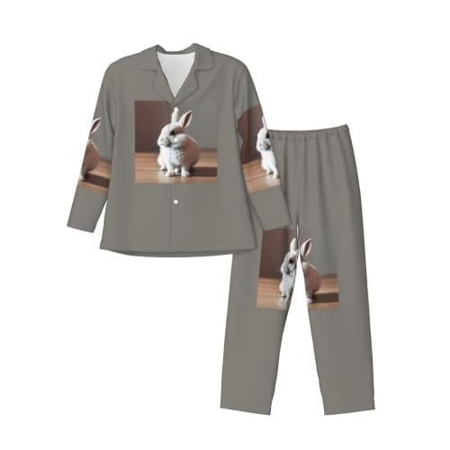Pijama de manga larga para hombre Cry White Rabbit de dos piezas