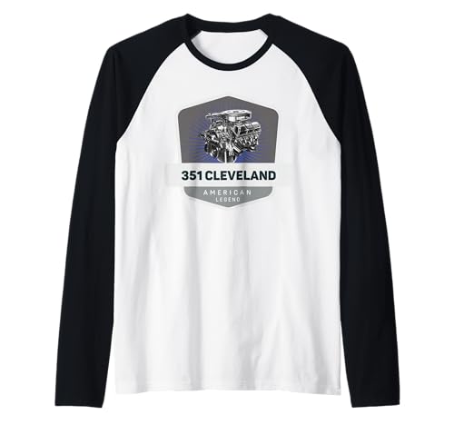 351 Cleveland V8 Muscle Car Legend Engine Retro Logo Retro Raglan Baseball Tee