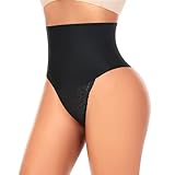 Werkiss Shapewear Damen Bauchweg Unterhose Spitze String Tanga Slip Miederhose Miederslip Figurformende Shaping Unterwäsche Miederpants Unterbauch Kontrolle Body Shaper(#1 Schwarz, 2XL)