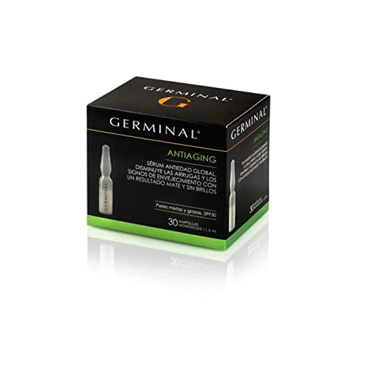 Germinal - Sérum Antiedad Pieles Mixtas y Grasas | Acción Profunda | Ampollas Faciales Antiarrugas | Sérum Hidratante Efecto Antiaging | Piel Madura | 30 Ampollas Antiedad de 1,5 ml
