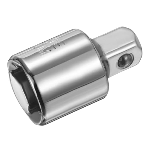 sourcing map Impact Socket Adapter 1/2" Female to 3/8" Male Square Drive Reducer Standard SAE Converter Impact Driver Ratchet Wrench Breaker Bar Conversion, Silver