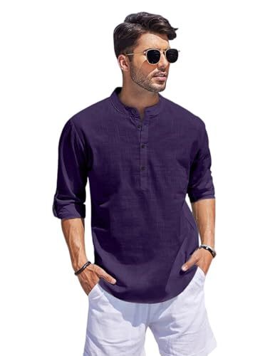 Image of Men's Cotton Blend Straight Kurta Shirt Combo with Mandarin Collar - Slim Fit Casual Short Kurti Set Featuring Textured Slub Fabric and Roll-Up Full Sleeves