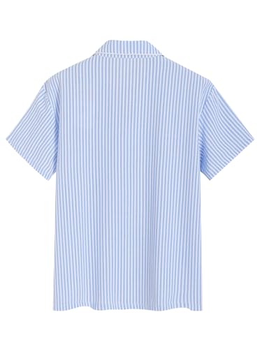Latuza Men's Cotton Seersucker Pajama Shirt Lightweight Button Down Sleep Shirt3