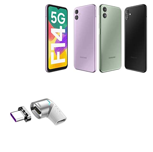 BoxWave Adapter Compatible with Samsung F14 - MagnetoSnap PD Angle Adapter, Magnetic PD Angle Charging Adapter Device Saver - Metallic Silver