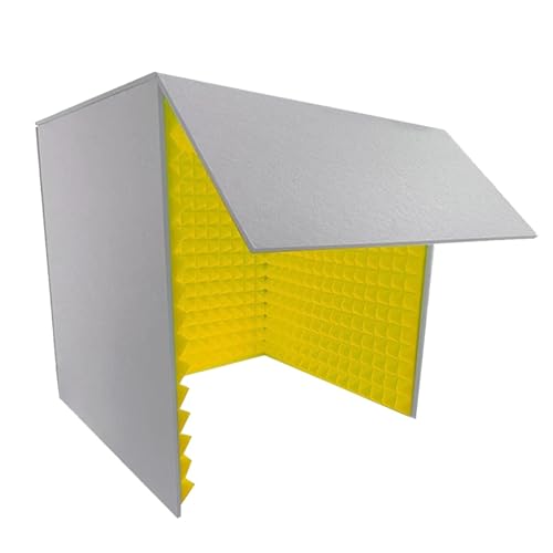 Cubierta Acústica de Escritorio, Cabina de Aislamiento para Micrófono de 23.6in, Escudo Absorbente de Voz para Oficina, Estudio y Trabajo Remoto, Amarillo miniatura 1