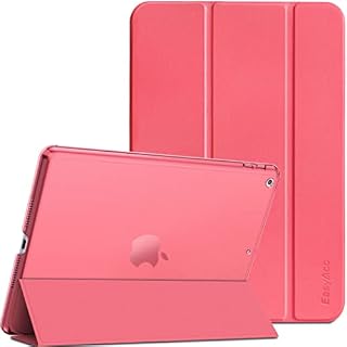 EasyAcc Case Compatible with iPad 8 Generation/iPad 10.2 2020 2019 / iPad 7 Generation, Case Ultra Slim Smart Cover PU Protector z funkcją Auto Sleep/Steel, Melon Czerwony