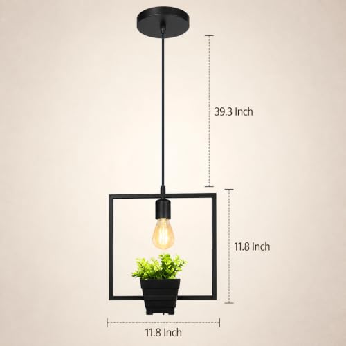 Image of Smartway Hanging Flower Square LED Pendant Light | Modern Black Hanging Ceiling Lamp | Decorative Lighting for Living Room, Bedroom & Dining Area | Metal Interior Light Fixture (Bulb not Included)