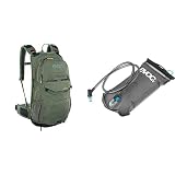 EVOC STAGE 12 Tagesrucksack Outdoor-Backpack HYDRATION BLADDER 1,5 Trinkblase für den Rucksack(12 L, Belüftungssystem, verstellbare Schultergurte, Trinkblasenfach), Dunkeloliv/Carbon Grau