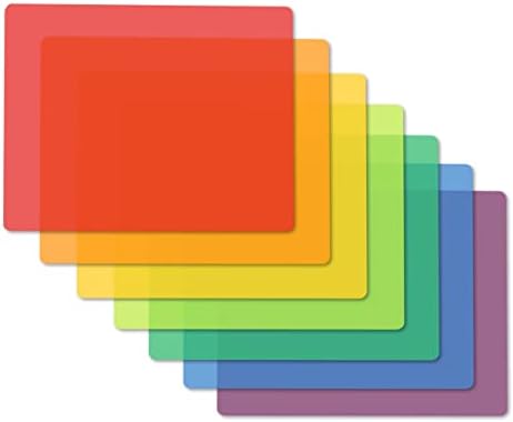 Fotouzy Plastic Cutting Boards for Kitchen, Flexible Cutting Mats Set of 7, BPA-Free, Non-Porous, Dishwasher Safe, 15x12 In, 7 Translucent Colors