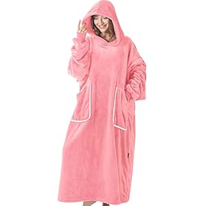 BEDELITE Wearable Blanket Hoodie, Oversized Long Fleece Hooded Blanket Adult, Cozy Warm Sweatshirt Blanket for Women Men Teen