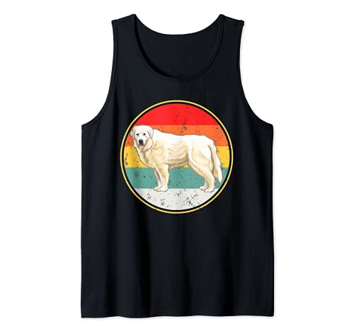 Vintage Retro Sunset Great Pyrenee Dog Tank Top, Black