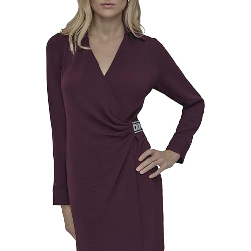 Image of DKNY Women's Long Sleeve Side Tie Mini Shirtdress